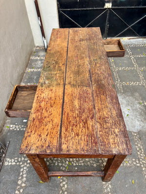 Mesa larga doble cajón